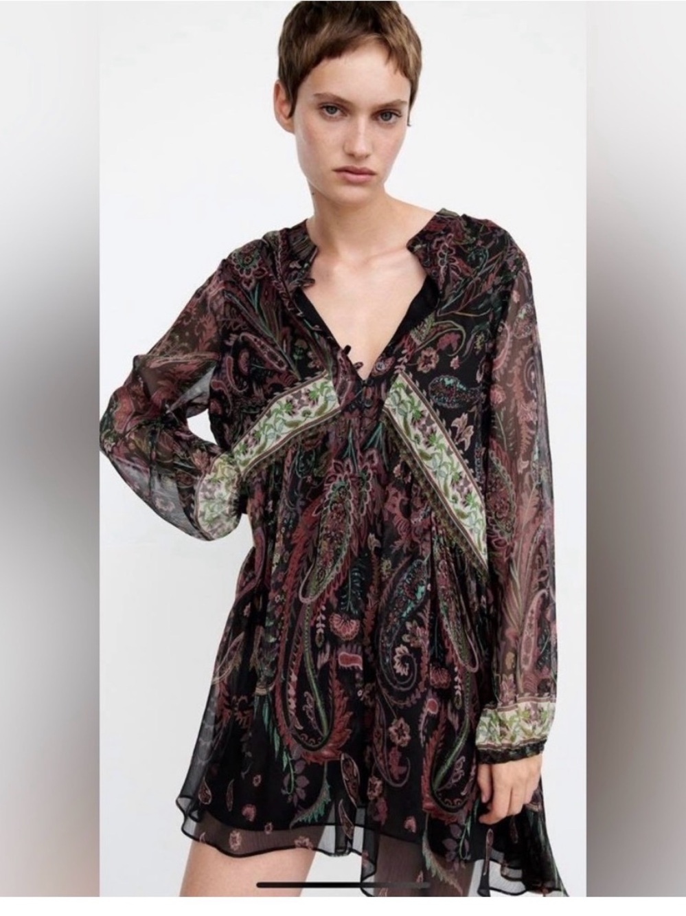 Zara Multicolor Long Sleeve Dress